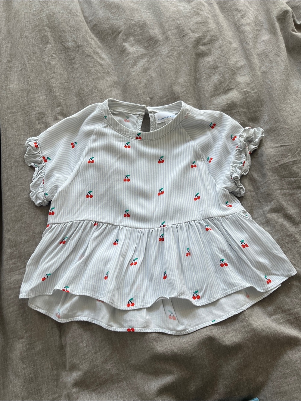 Rockets of Awesome Cherry Print Ruffle Peplum Top